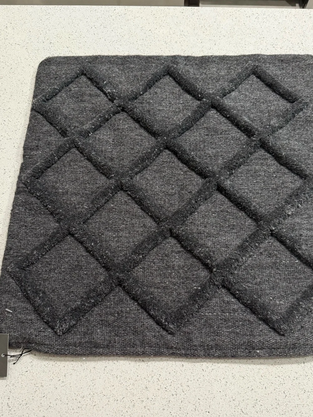 Restoration Hardware Charcoal Quilted Diamond Accent Pillow Cover 22x22